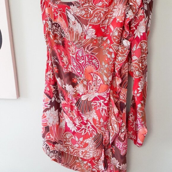 NWT Chufy one shoulder one long sleeve ruffled floral print dress, L - Picture 10 of 10